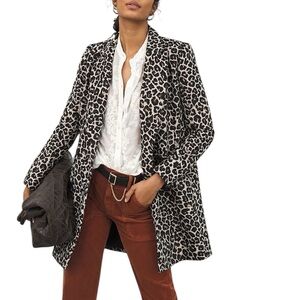 Anthropologie Gianna Longline Leopard Blazer